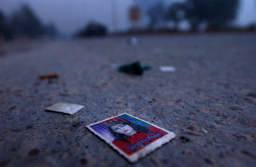 The photograph of a sweetheart was left on the road during the retreat of Iraqi forces on the outskirts of Baghdad